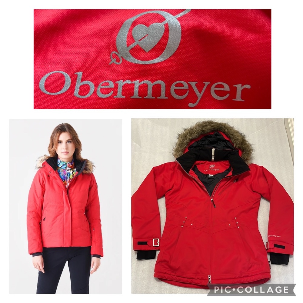 Obermeyer Red Ski Jacket Parks Removable Fur Trimmed hood 10